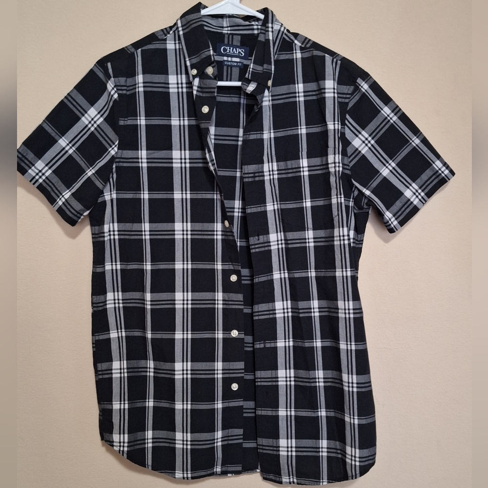 Men's Black and White Plaid Shirt